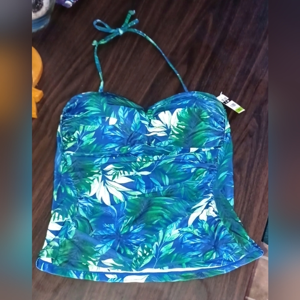 Tropical Green and Blue Bikini Top
